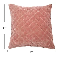 Hello Honey® 20'' Pink Square Quilted Velvet Pillow Cover