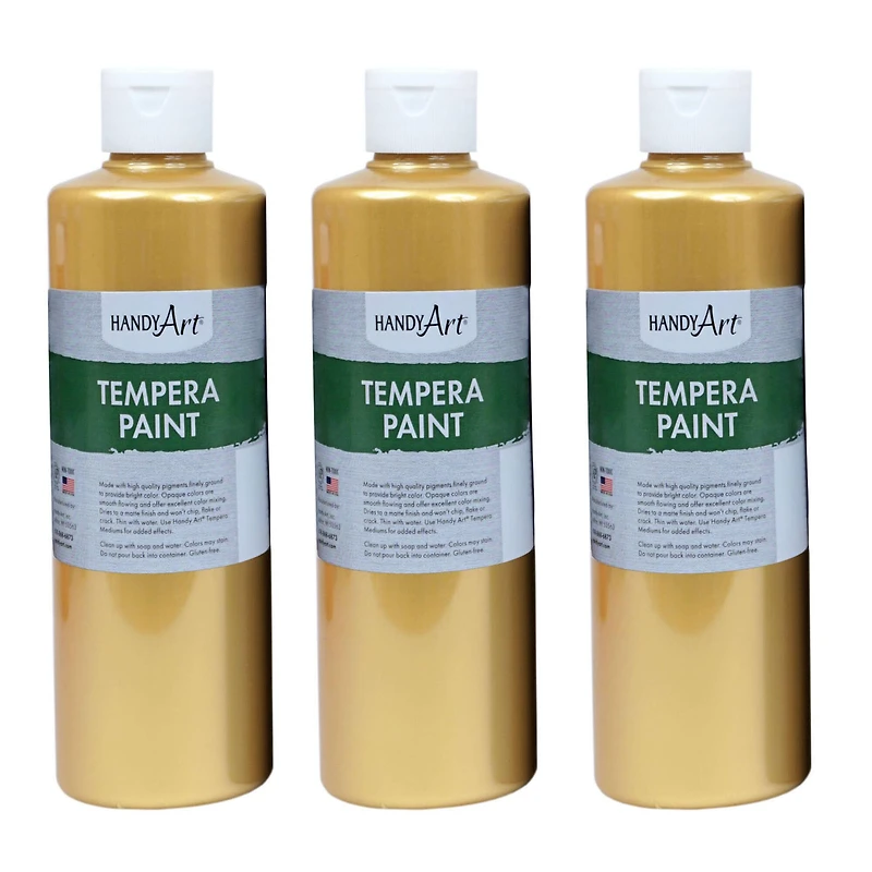 Handy Art® Gold Metallic Tempera Paint, 3ct.