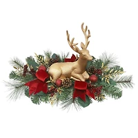 24" Gold Reindeer with Pine & Berry Centerpiece Tabletop Décor by Ashland®