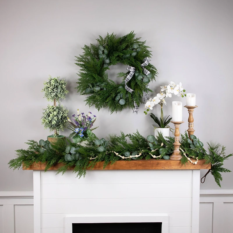 24" Eucalyptus & Mixed Pine Christmas Wreath