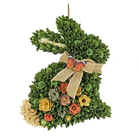 22" Green Floral Bunny Hanging Accent