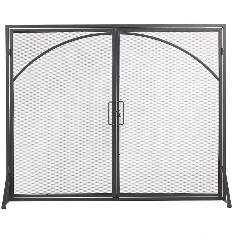 39" Black Metal Minimalistic Single Panel Fireplace Screen
