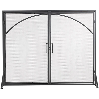 39" Black Metal Minimalistic Single Panel Fireplace Screen