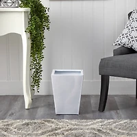 13" White Classic Square Metal Planter