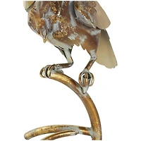 15.5" Bronze Patina Toucan on Branch Metal Garden Sculpture