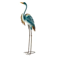 Glitzhome® 40" Metal Standing Crane Garden Statue with Stakes