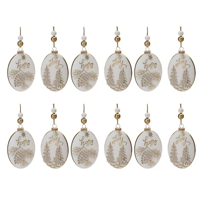 Hope & Joy Glittered Glass with Wood Beads Ornament Set