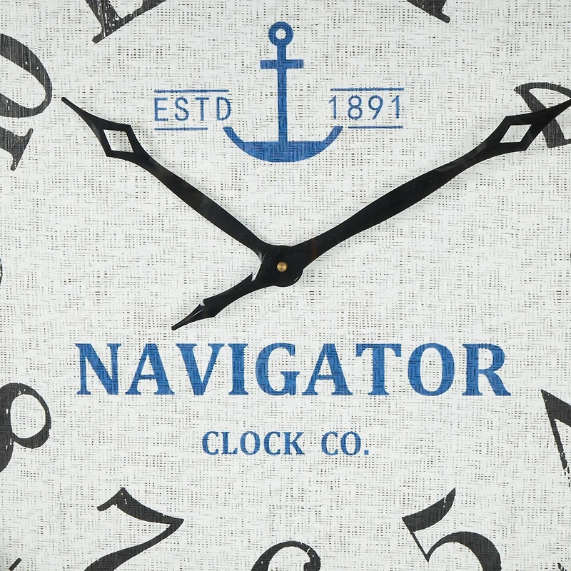 33" White & Blue Wood & Rope Ship Wheel Decorative Wall Clock