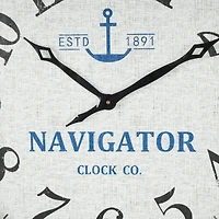 33" White & Blue Wood & Rope Ship Wheel Decorative Wall Clock