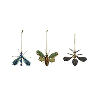 Hello Honey® 3 Pack 5" Insect Metal & Glass Beaded Ornaments