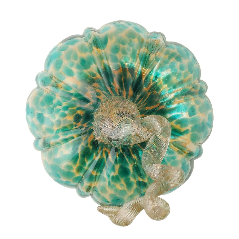 Glitzhome® Small Glitter Glass Pumpkin, Blue & Gold