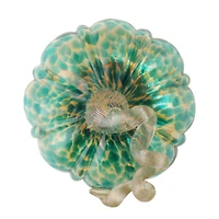 Glitzhome® Small Glitter Glass Pumpkin, Blue & Gold