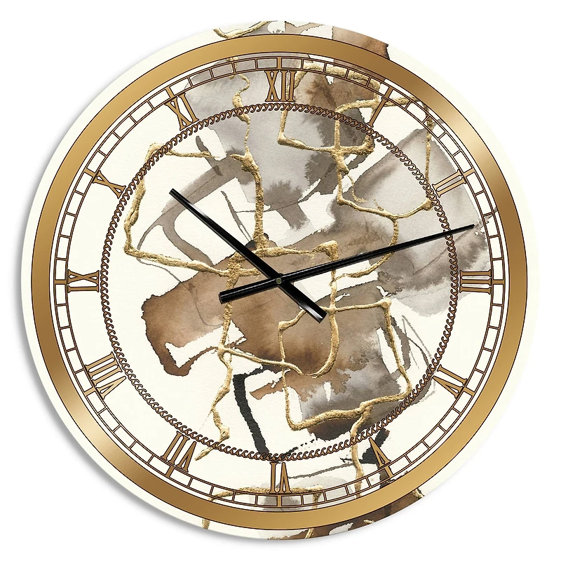 Designart 'Gold Glam Squares Iii Glam Wall Clock