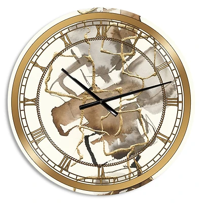 Designart 'Gold Glam Squares Iii Glam Wall Clock