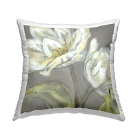 Stupell Industries Tulip Flower Petals Green Grey Painting Throw Pillow 18" x 18"