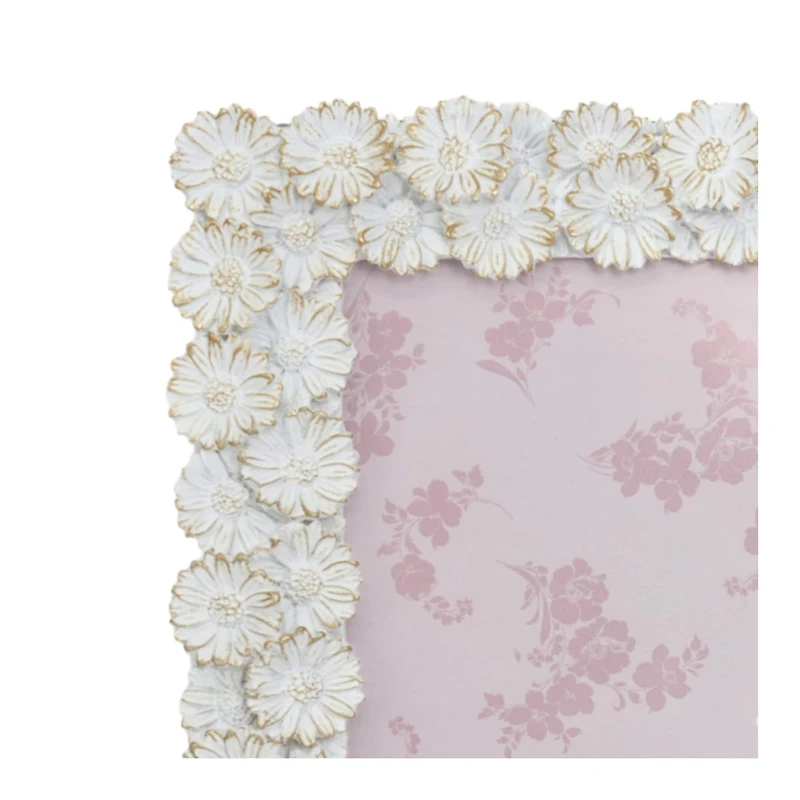 Just Jane 4" x 6" White & Gold Flower Frame by Studio Décor®