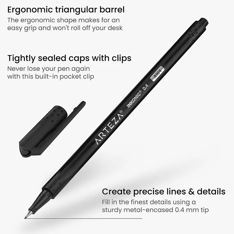 Arteza® Inkonic® 0.4mm Black Fineliner Pens, 12ct.