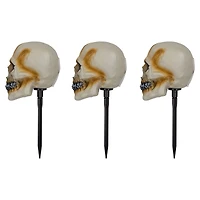 15" Lighted Skeleton Head Halloween Pathway Markers with Sound Set