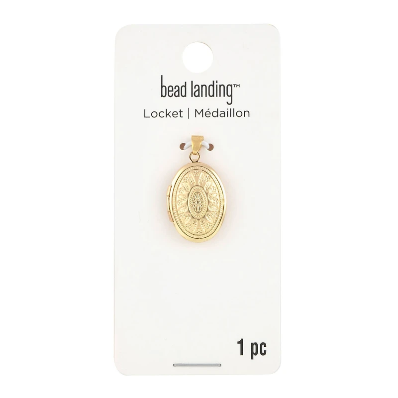 Etched Gold Oval Locket by Bead Landing™