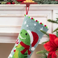 Glitzhome® 21"L Hooked Christmas Dinosaur Stocking