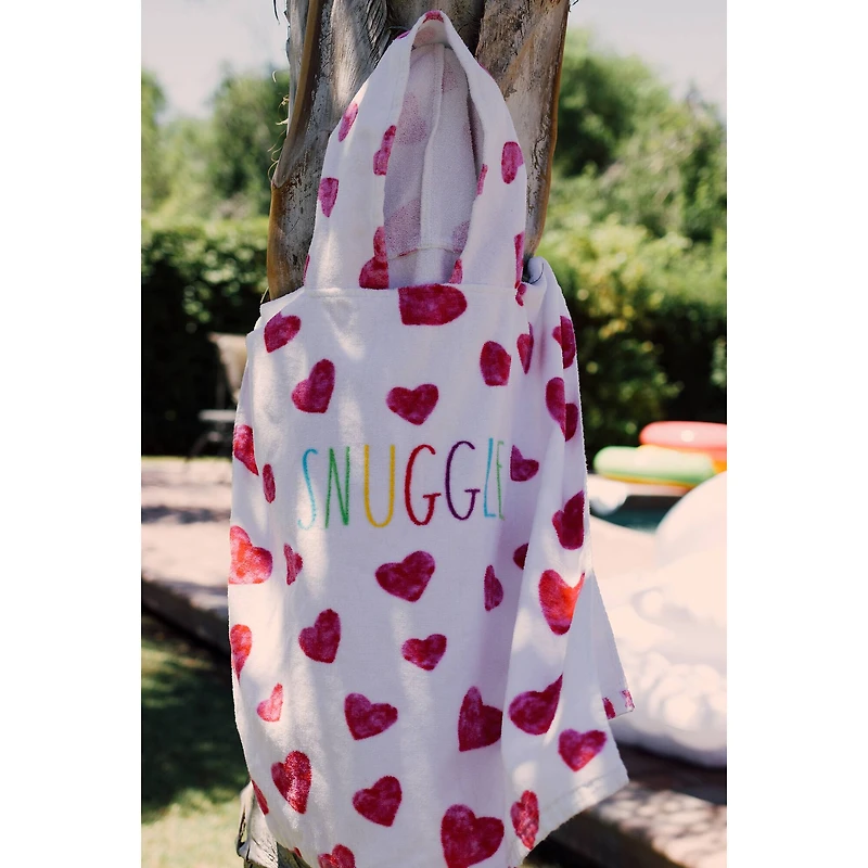 Rae Dunn Snuggle Hearts Kids Hooded Towel & Beach Ball Set