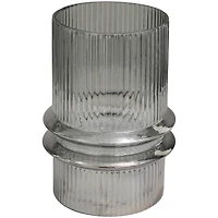 12" Gray Glass Wide Ribbed Vase with Fluted Center