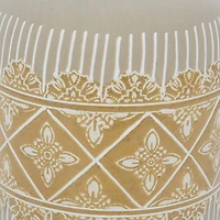 Set of 2 Beige Ceramic Boho Style Vase 9", 11"