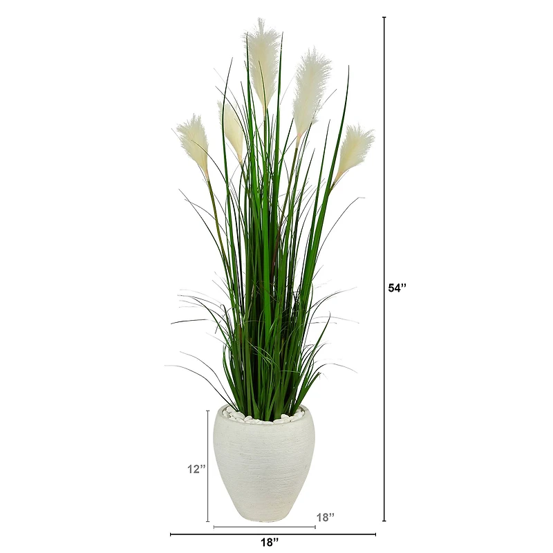 4.5ft. Wheat Plume Grass Plant in White Planter