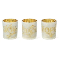 Glitzhome® 4" Joy, Peace, & Hope Candle Holder Set