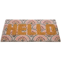 Brown & Pink Hello Floral Doormat