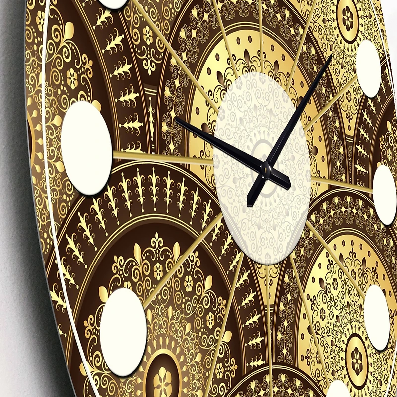 Designart 'Golden Circular Pattern I Mid-Century Modern Wall Clock