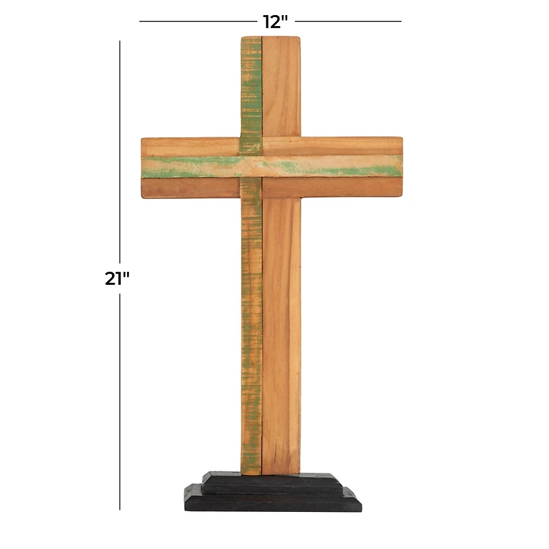 21" Brown Natural Cross Sculpture