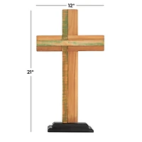 21" Brown Natural Cross Sculpture