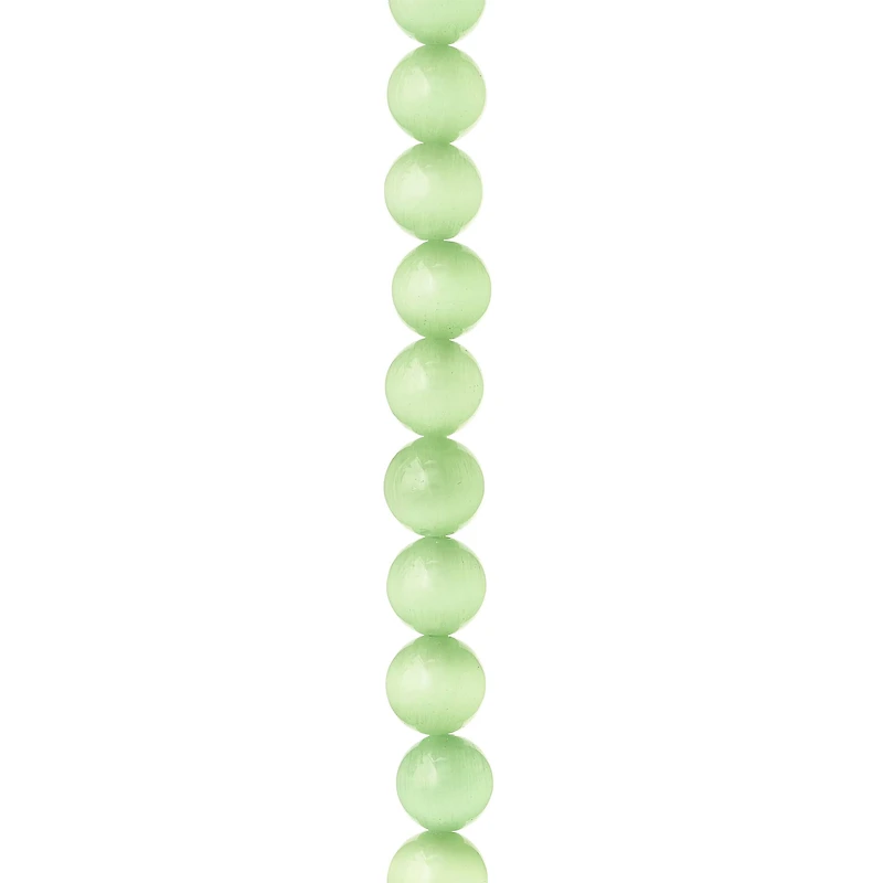 12 Pack: Peridot Cat's Eye Glass Round Beads, 10mm by Bead Landing™