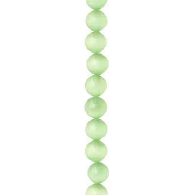 12 Pack: Peridot Cat's Eye Glass Round Beads, 10mm by Bead Landing™