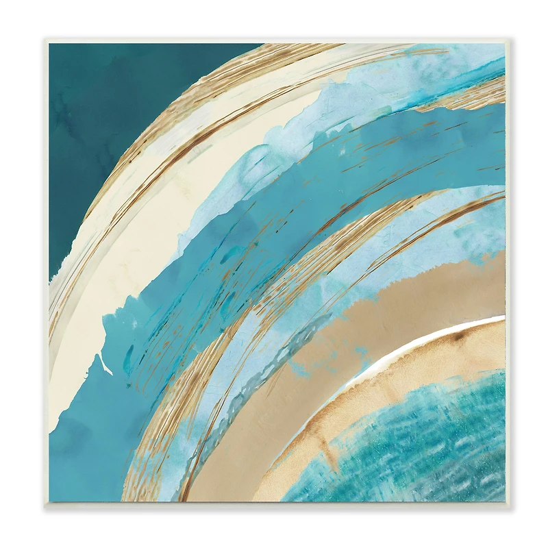Stupell Industries Blue Wave Rainbow Abstract Blue Beige Arches,12" x 12"