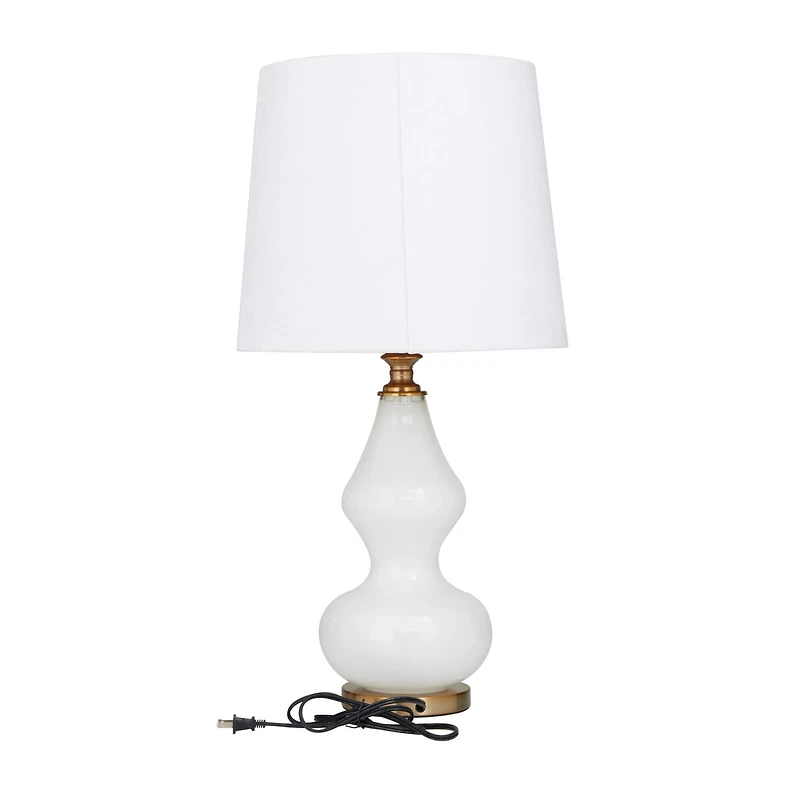 White Glass Table Lamp 15" x 15" x 29"