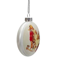 Norman Rockwell 'Santa and His Helpers' Glass Disc Christmas Ornament - 3"