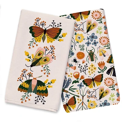 Floral Moths Tea Towel Set