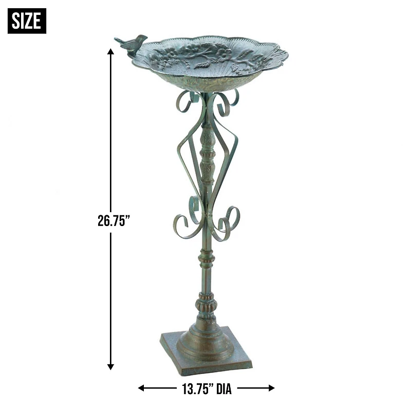 27" Speckled Green Birdbath