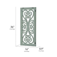 American Art Décor™ 36" Distressed Hand-Carved Seafoam Green Wood Wall Medallion Panel