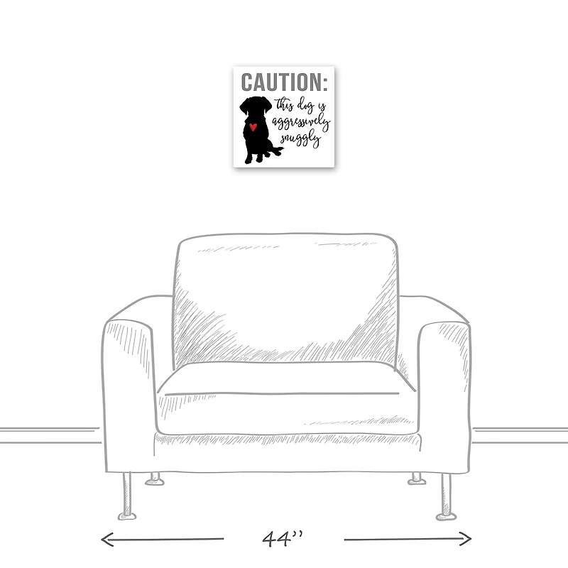 Caution Dog Snuggles Canvas Wall Art