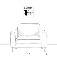 Caution Dog Snuggles Canvas Wall Art