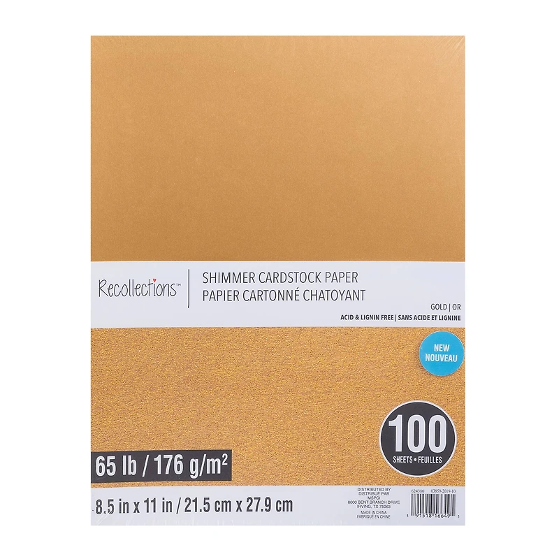 Gold Shimmer 8.5" x 11" Cardstock Paper by Recollections™,100 Sheets