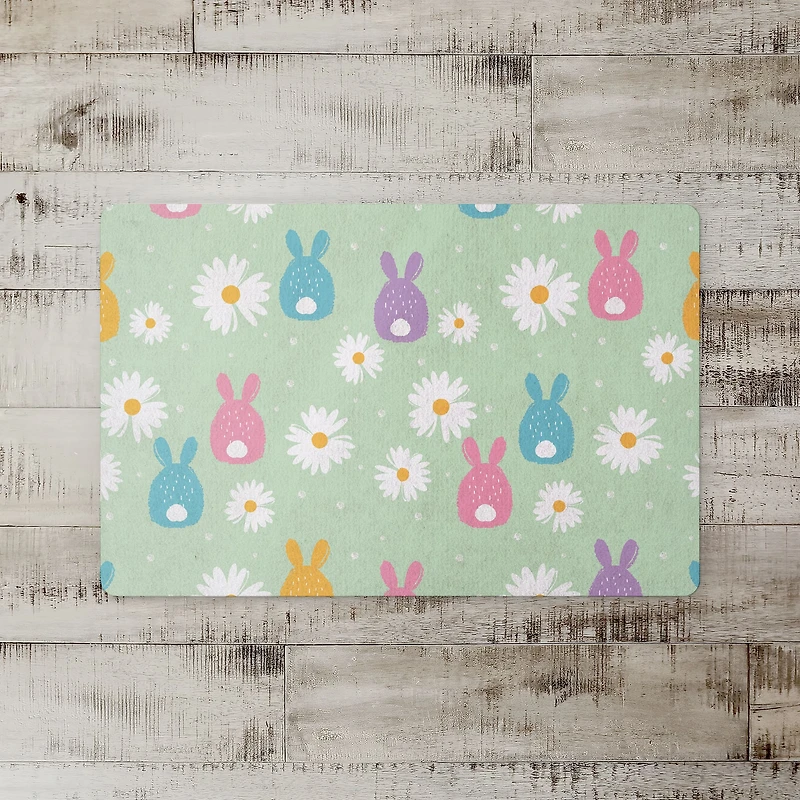 Pastel Bunny & Daisy Pattern Floor Mat