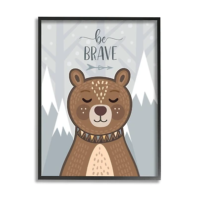 Stupell Industries Be Brave Soothing Mountain Bear Framed Wall Art