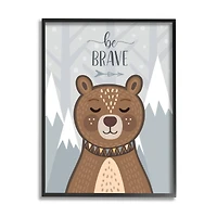 Stupell Industries Be Brave Soothing Mountain Bear Framed Wall Art