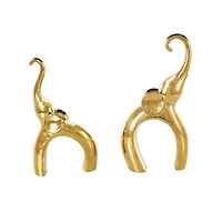 Abstract Arched Elephant Ceramic Sculpture Set