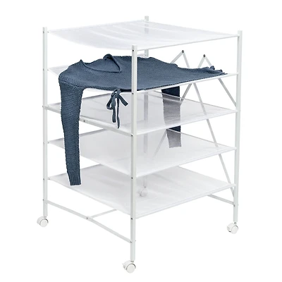 Honey Can Do White 5-Tier Rolling Clothes Drying Rack