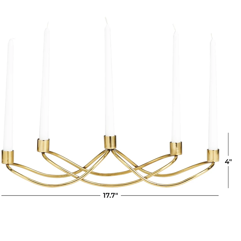 The Novogratz 18" Gold Stainless Steel 5 Taper Candle Candelabra